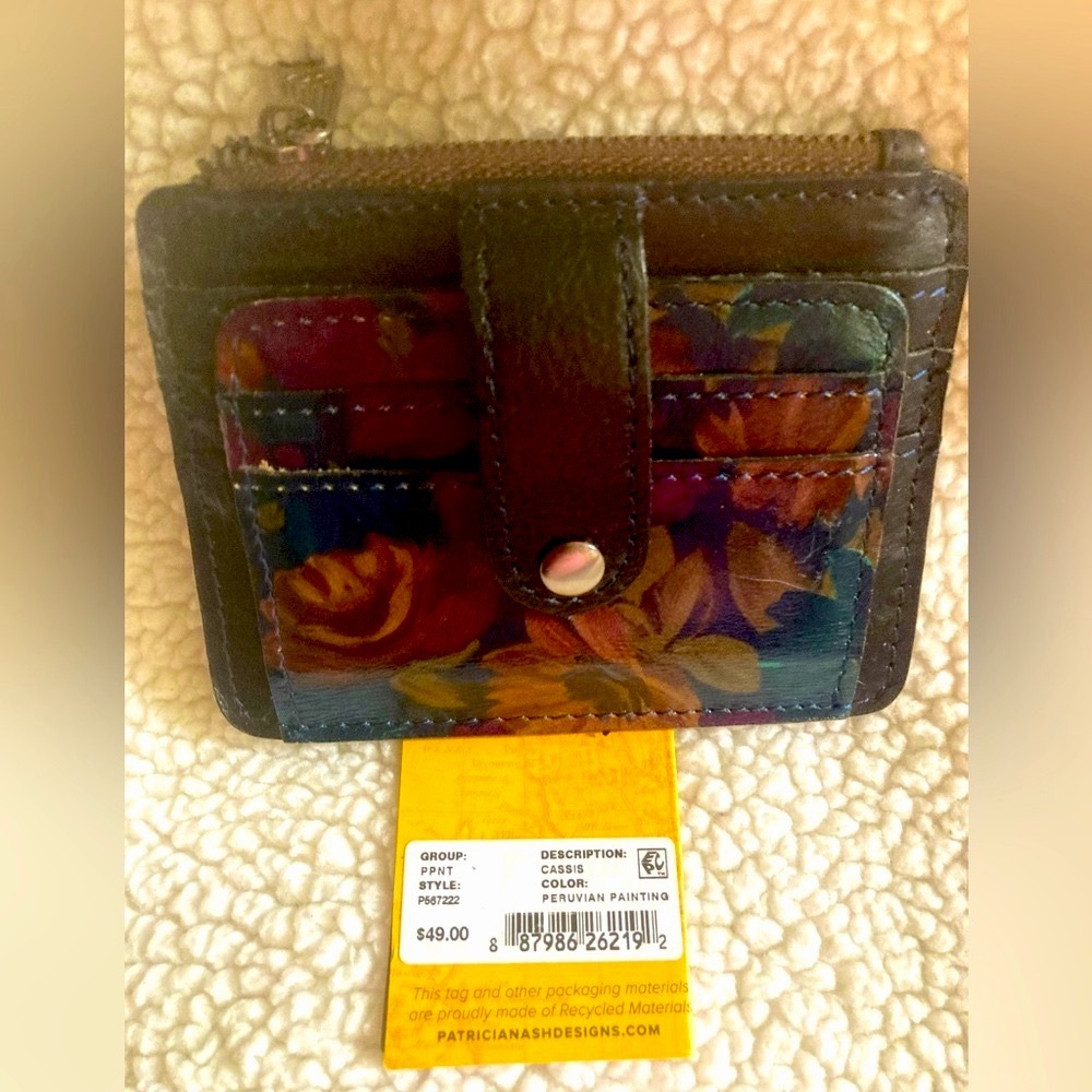 Vintage Patricia Nash Peruvian Painting Floral Leather Crossbody Bag & Wallet - Picture 3 of 16